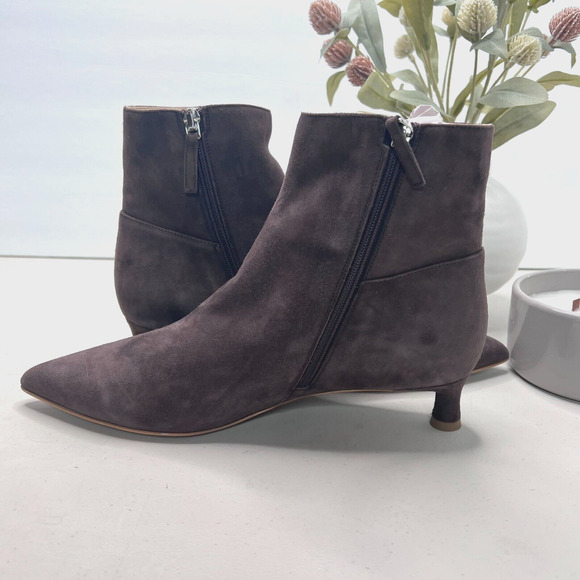 Everlane The Editor Suede Boot Side Zip Pointed Toe Brown Women's 6.5 Tried On - Picture 6 of 9